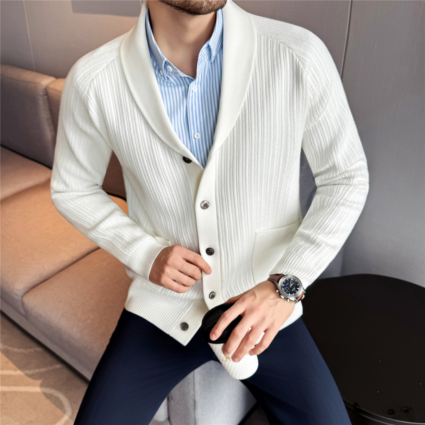 Men's Shawl Collar Knit Cardig - Muffler Men Wool recensie en prijs