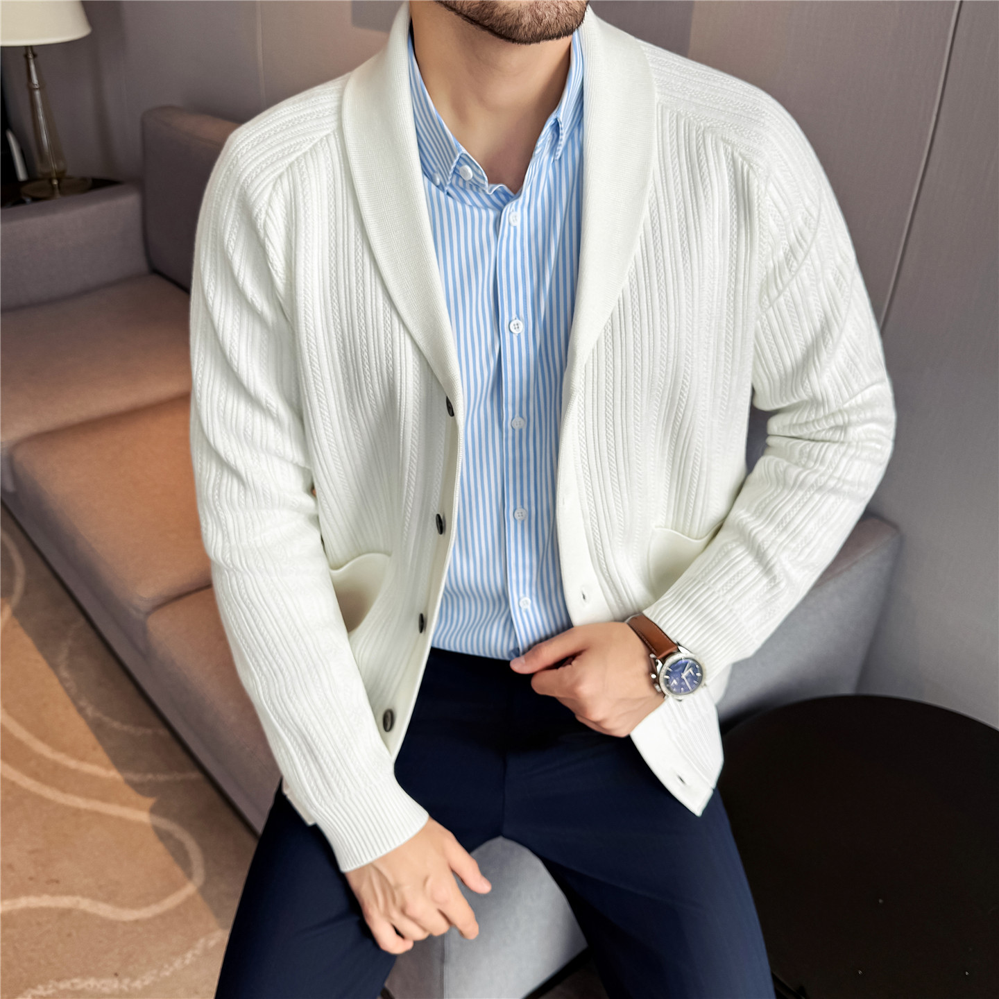 Men's Shawl Collar Knit Cardig - Muffler Men Wool recensie en prijs