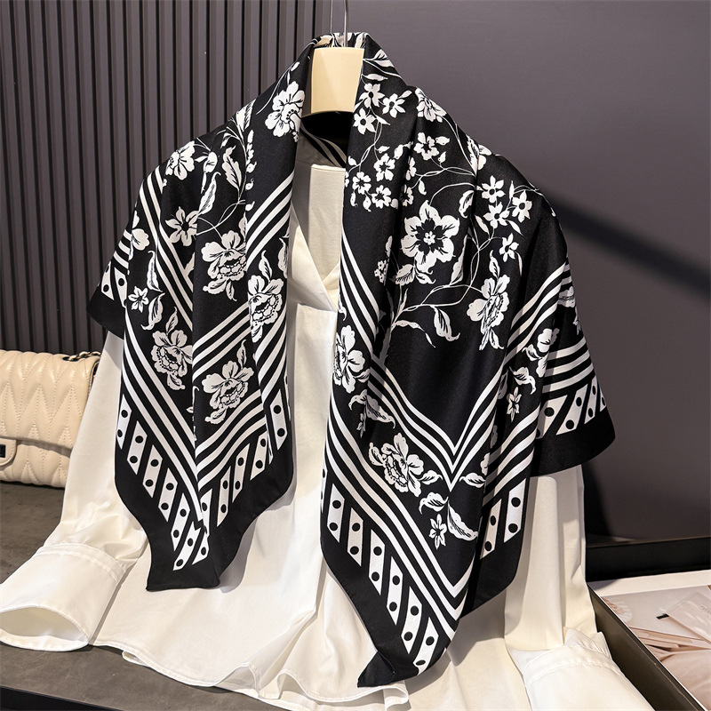 1pcs 90*90cm Floral Printed La - Scarf Silk Square recensie en prijs