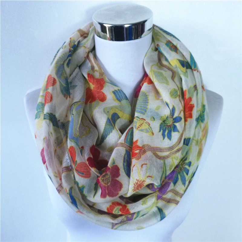 New Magpie Bird print Viscose  - Infinity Scarf Knit recensie en prijs