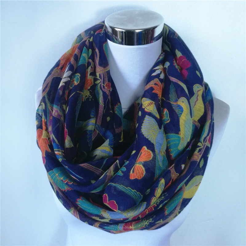 New Magpie Bird print Viscose  - Infinity Scarf Knit recensie en prijs