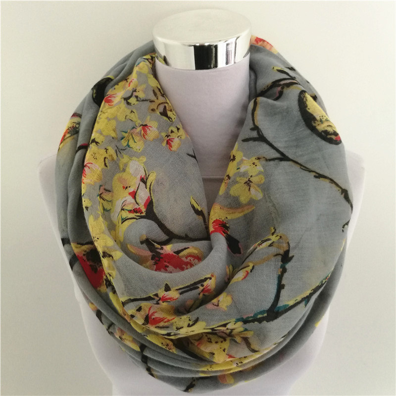 New Magpie Bird print Viscose  - Infinity Scarf Knit recensie en prijs
