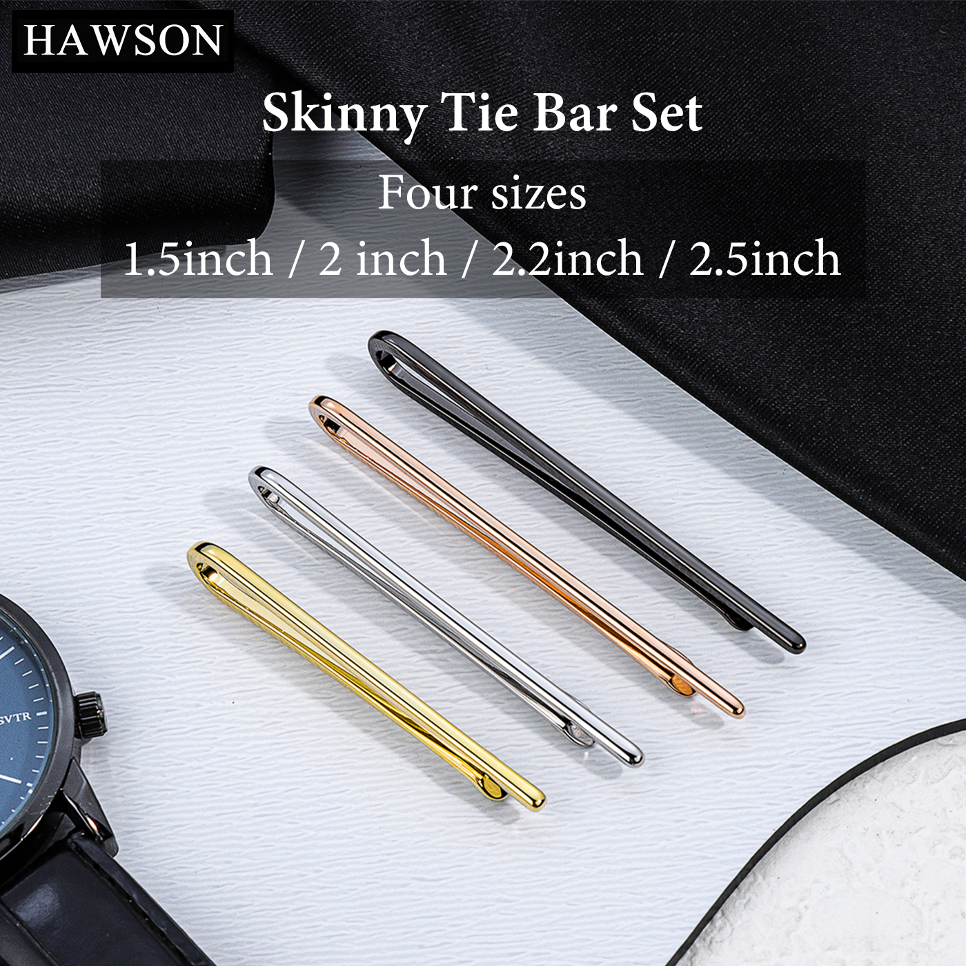 HAWSON Tie Clips for Men 4Pcs  - Tie Bar Set Gift recensie en prijs
