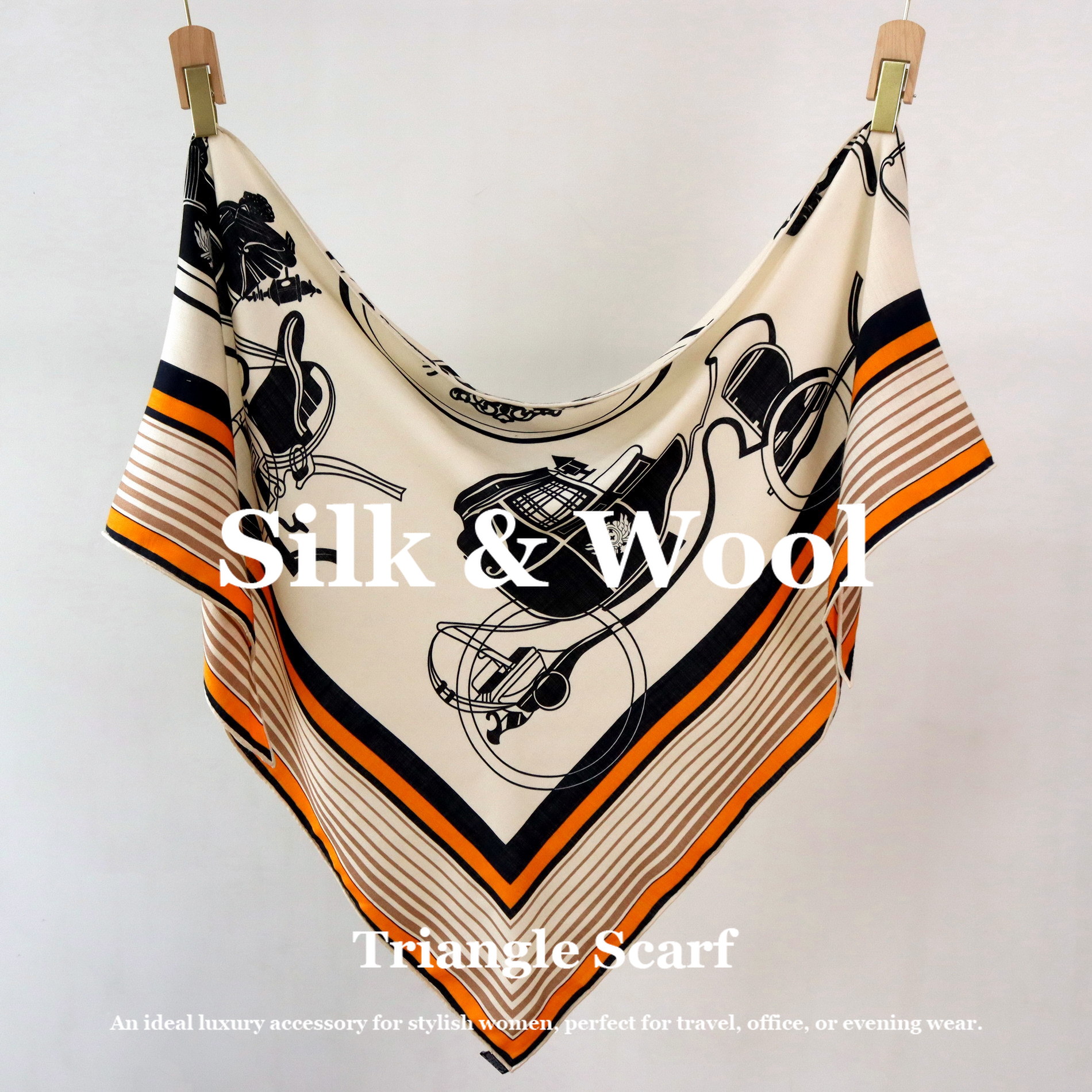 Vintage Equestrian Print Silk  - Pashmina Wrap Large recensie en prijs
