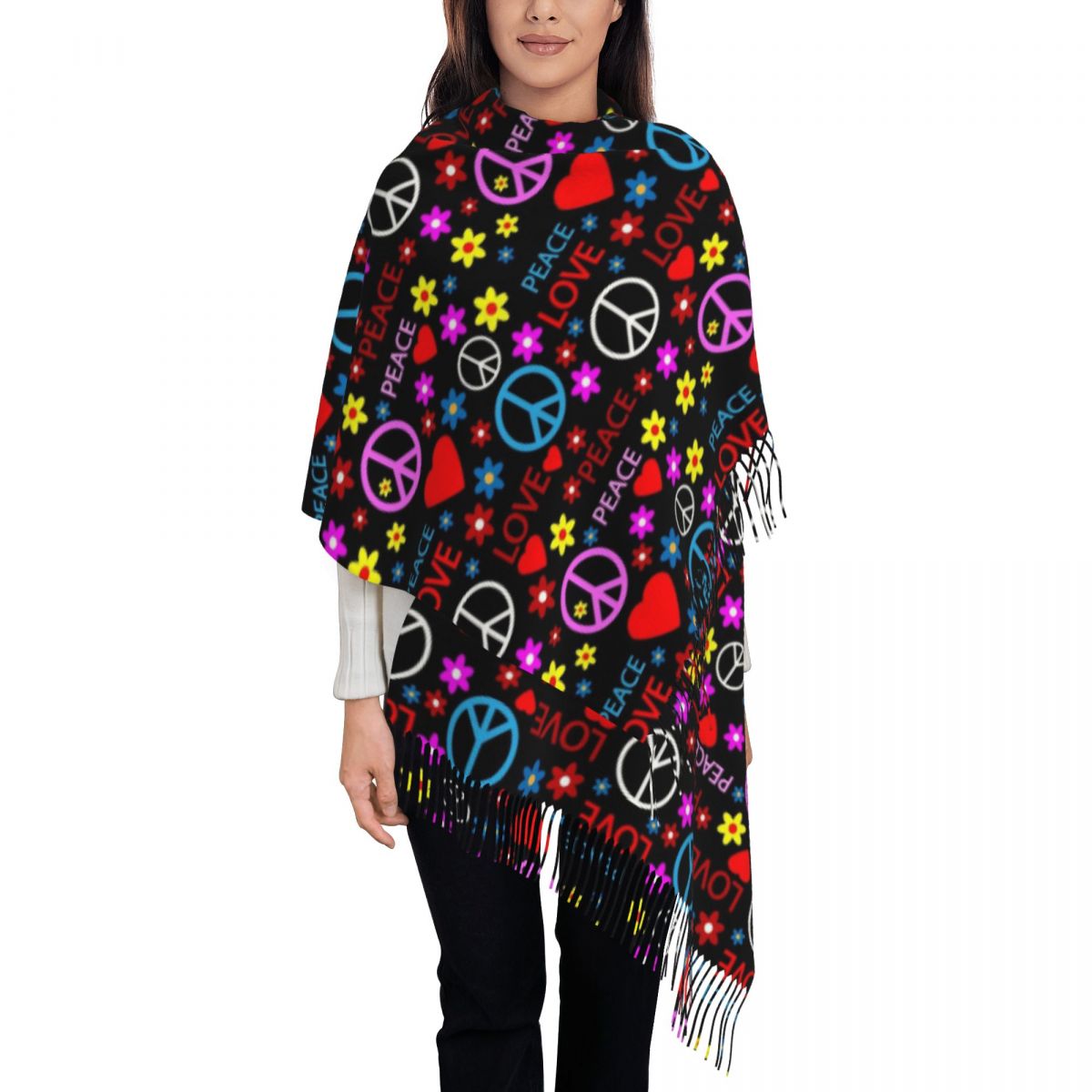 Peace Foral Love Pattern Scarf - Pashmina Wrap Large recensie en prijs
