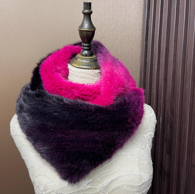 Ombre Color Genuine Mink Fur S - Infinity Scarf Knit recensie en prijs