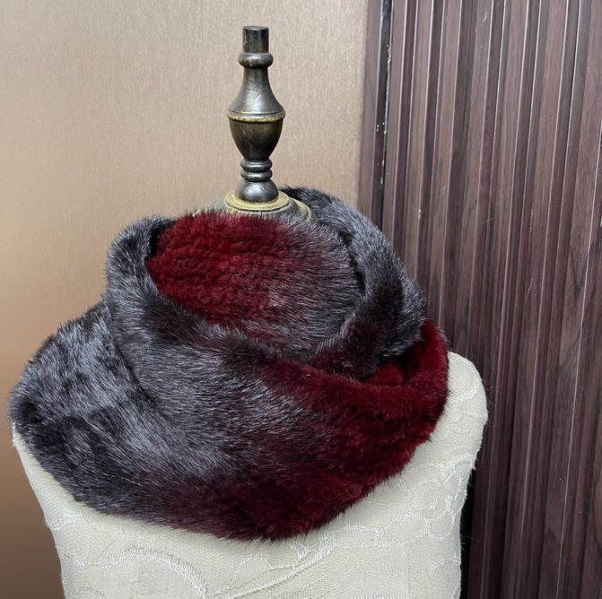 Ombre Color Genuine Mink Fur S - Infinity Scarf Knit recensie en prijs