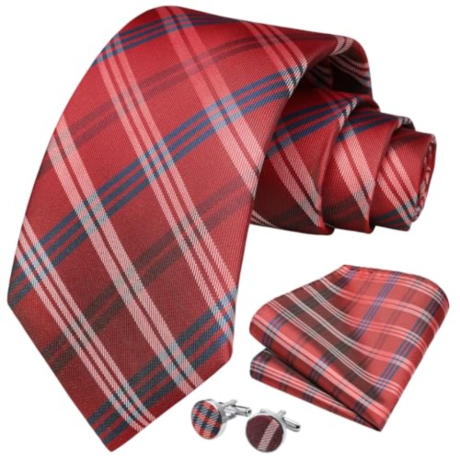 Mens Ties Set Stripe Plaid Tie - Pocket Square Set recensie en prijs