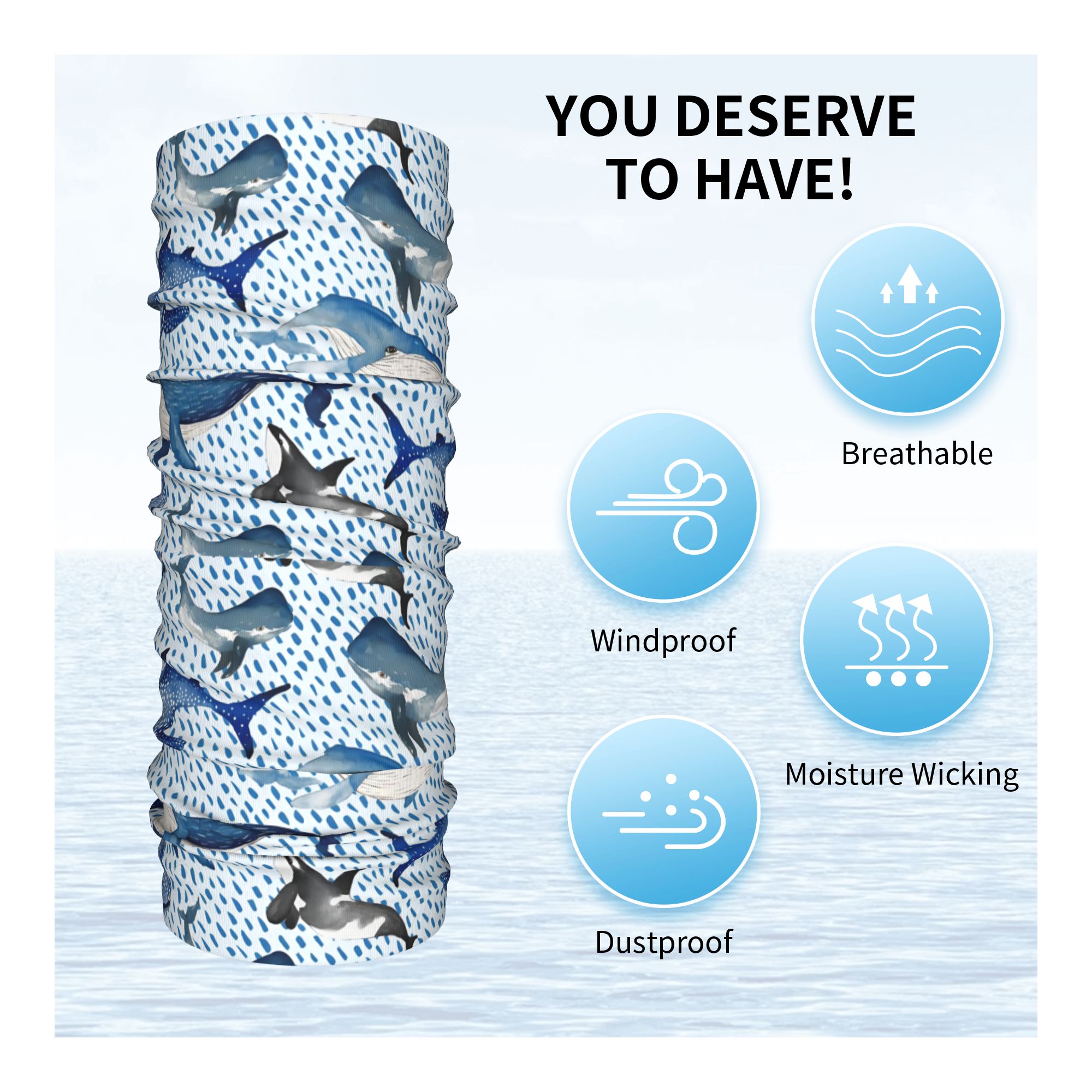 Custom Blue Watercolour Shark  - Neck Warmer Tube recensie en prijs