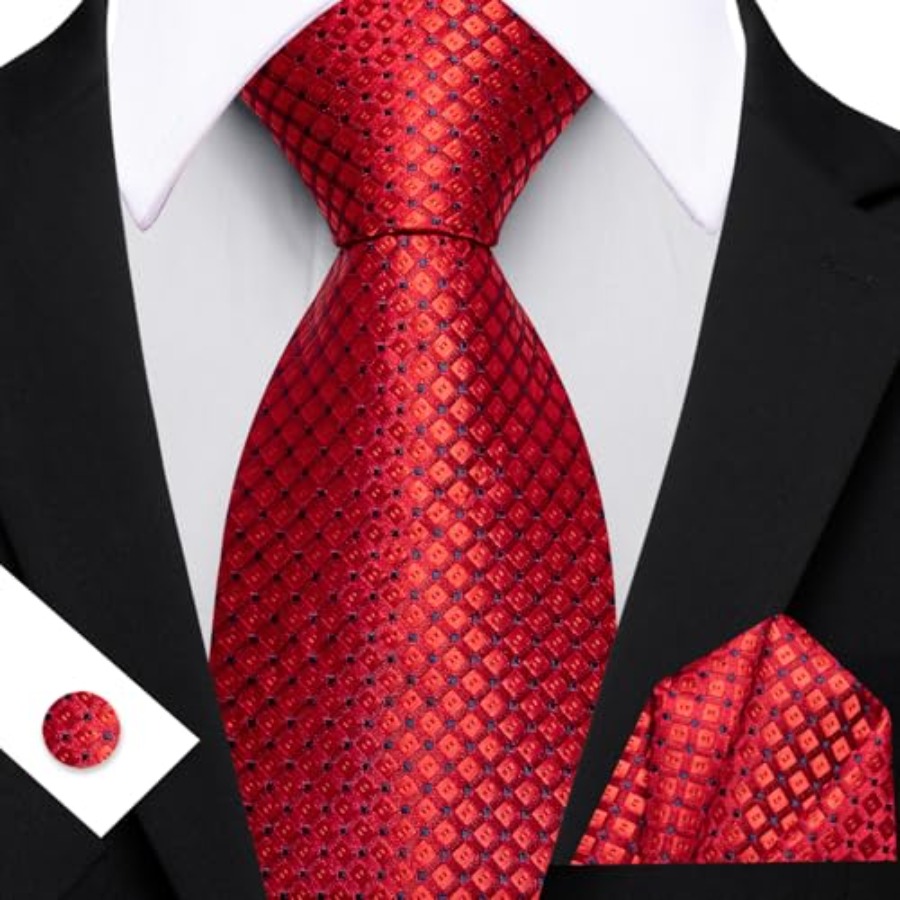 Men Plaid/Striped Ties Set Sil - Pocket Square Set recensie en prijs