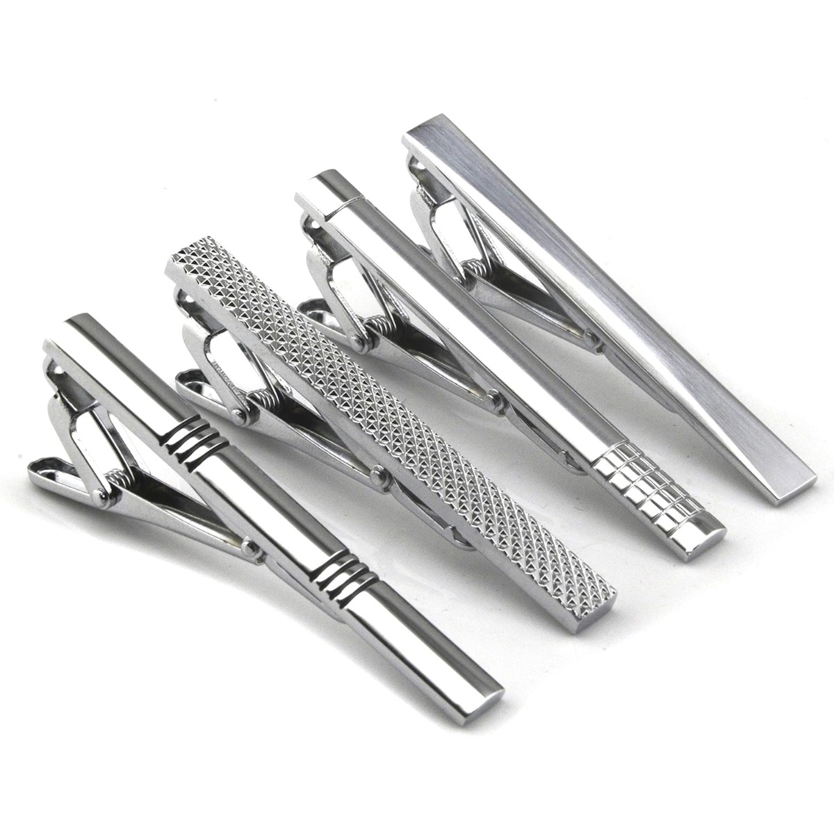 Set of 4 Silver Metal Necktie  - Tie Clip Silver recensie en prijs