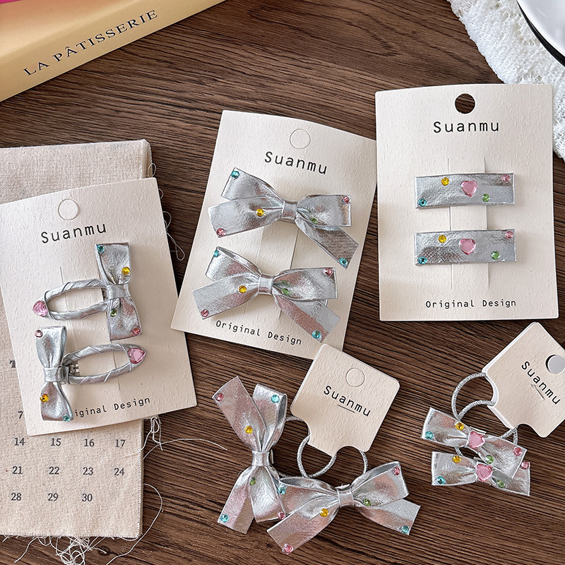 2pcs Diamond Bow Children's Ha - Tie Clip Silver recensie en prijs