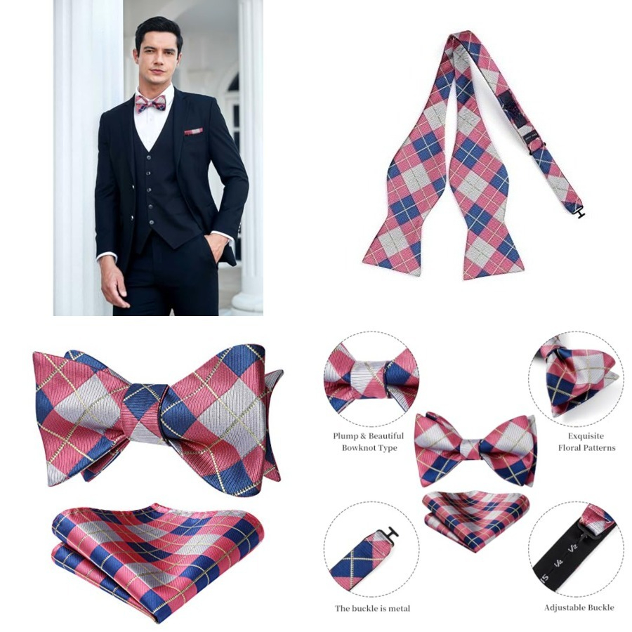 Bow Ties for Men Check Plaid S - Pocket Square Set recensie en prijs