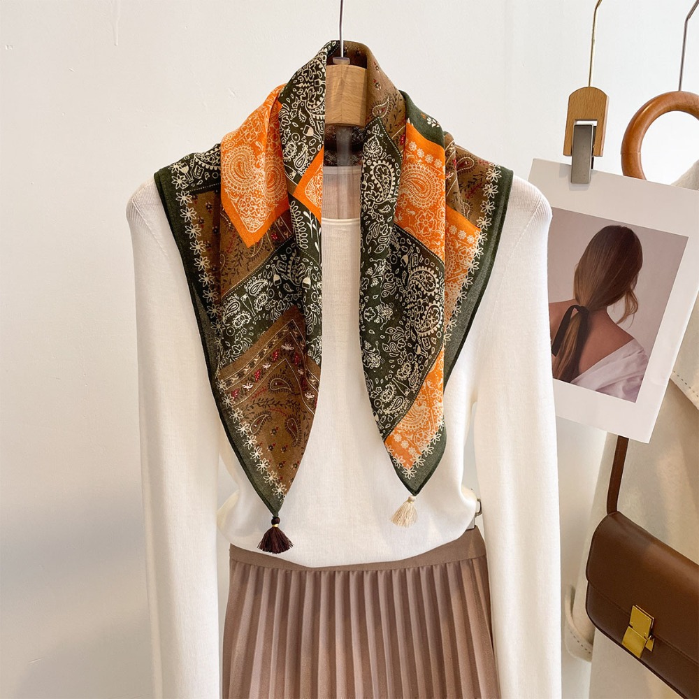 Tassel Scarf Women Square Cott - Bandana Cotton recensie en prijs