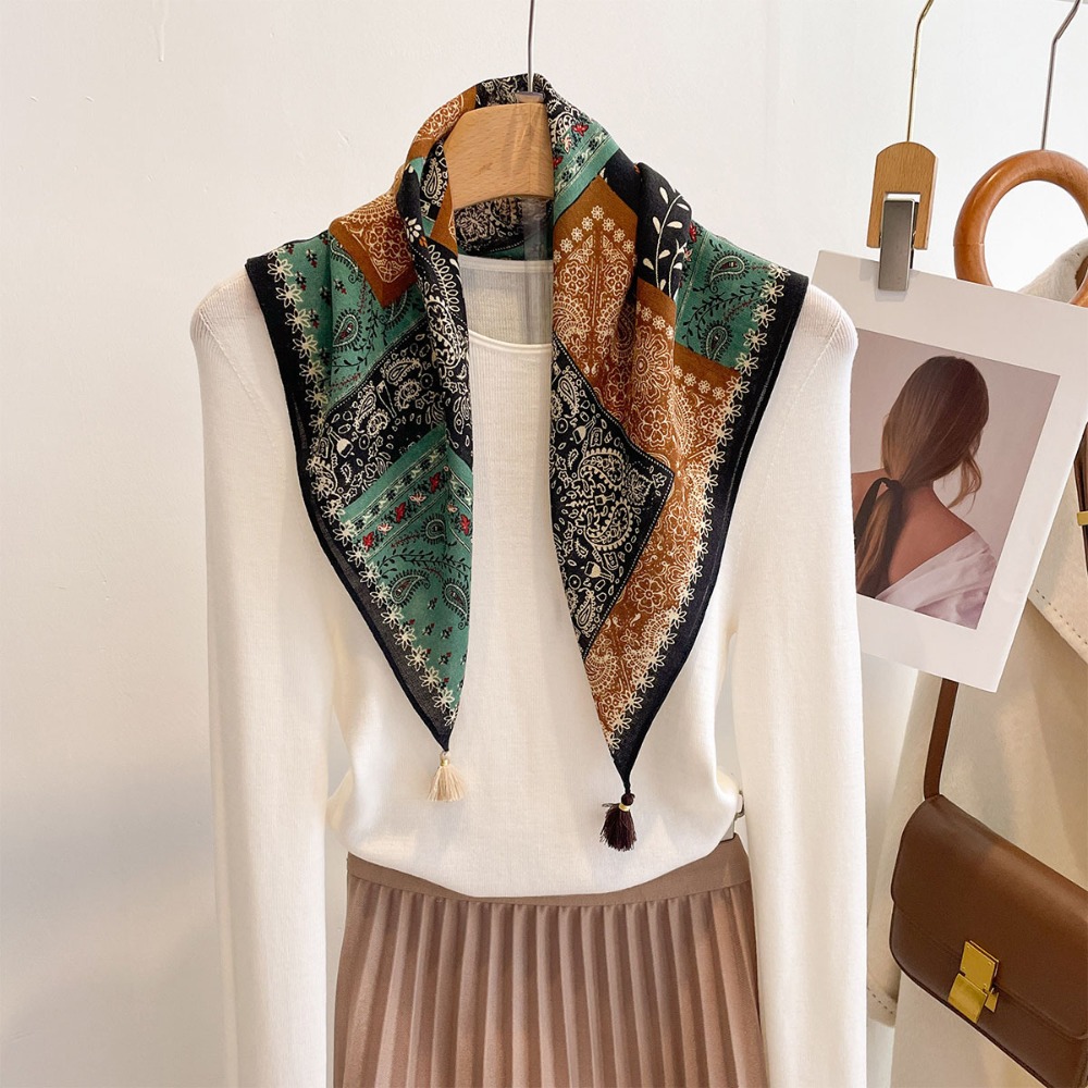 Tassel Scarf Women Square Cott - Bandana Cotton recensie en prijs