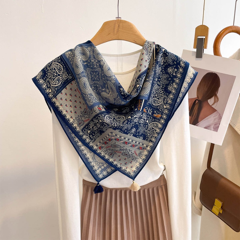 Tassel Scarf Women Square Cott - Bandana Cotton recensie en prijs