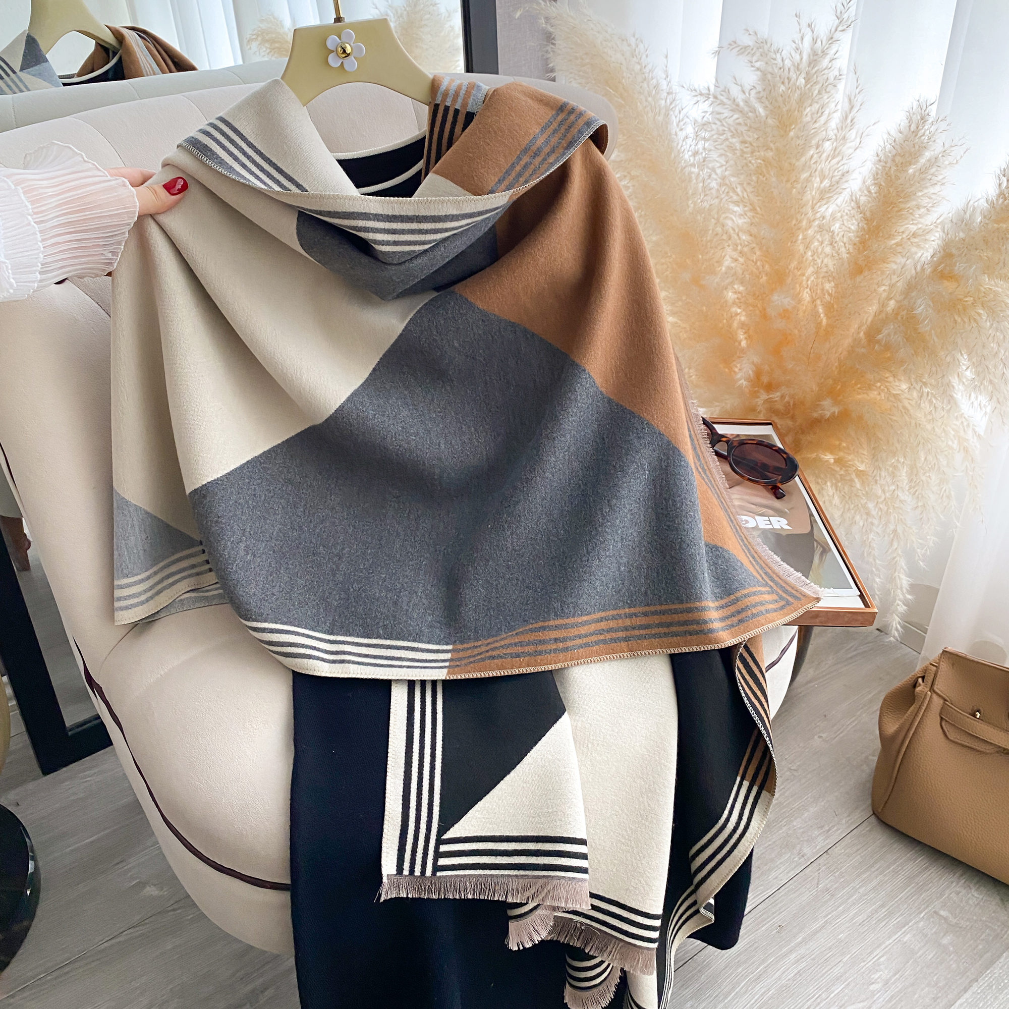 2025 Luxury Winter Cashmere Sc - Woven Scarf Blanket recensie en prijs