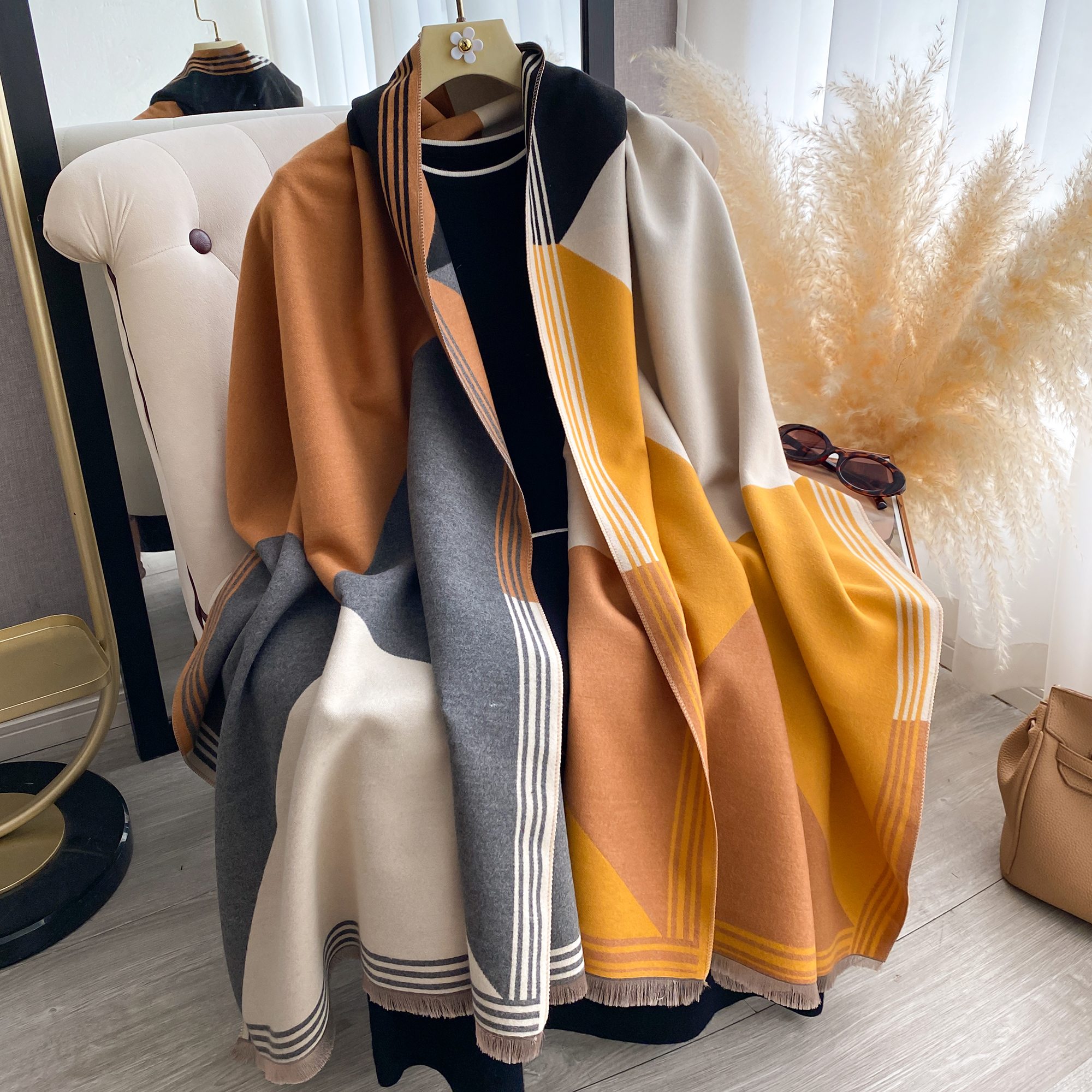 2025 Luxury Winter Cashmere Sc - Woven Scarf Blanket recensie en prijs