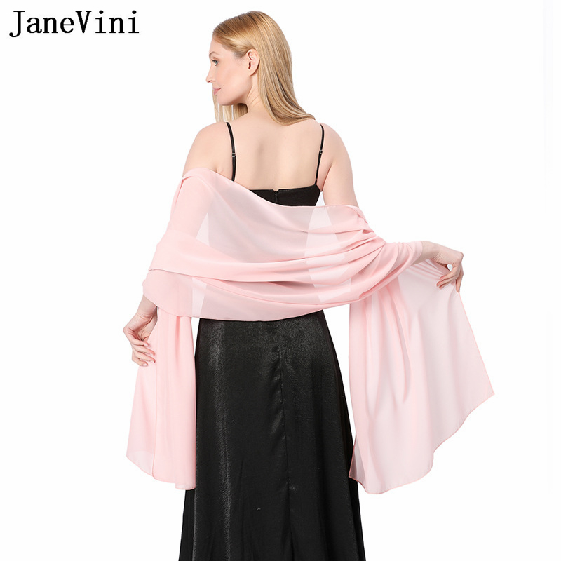 JaneVini Elegant Pink Chiffon  - Stole Wedding Shawl recensie en prijs