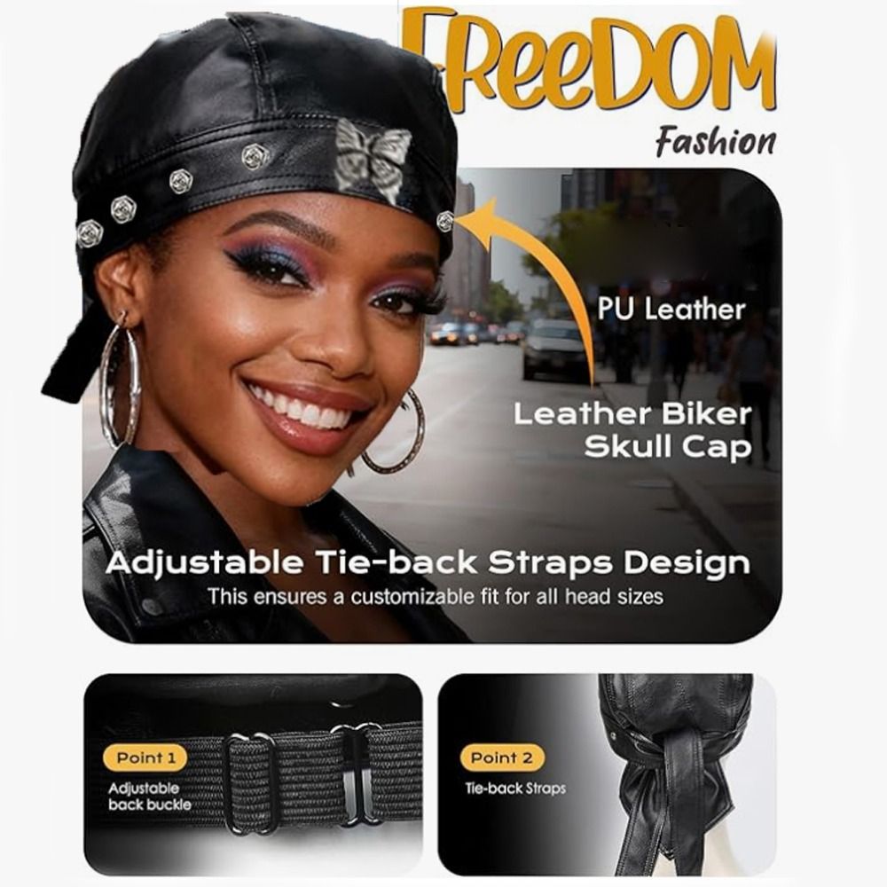 PU Leather Black Biker Cap Adj - Bandana Doo Rag recensie en prijs
