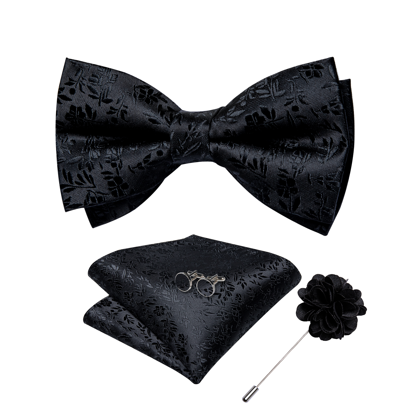 4Pcs Black Solid Floral Men's  - Bow Tie Pre Tied recensie en prijs