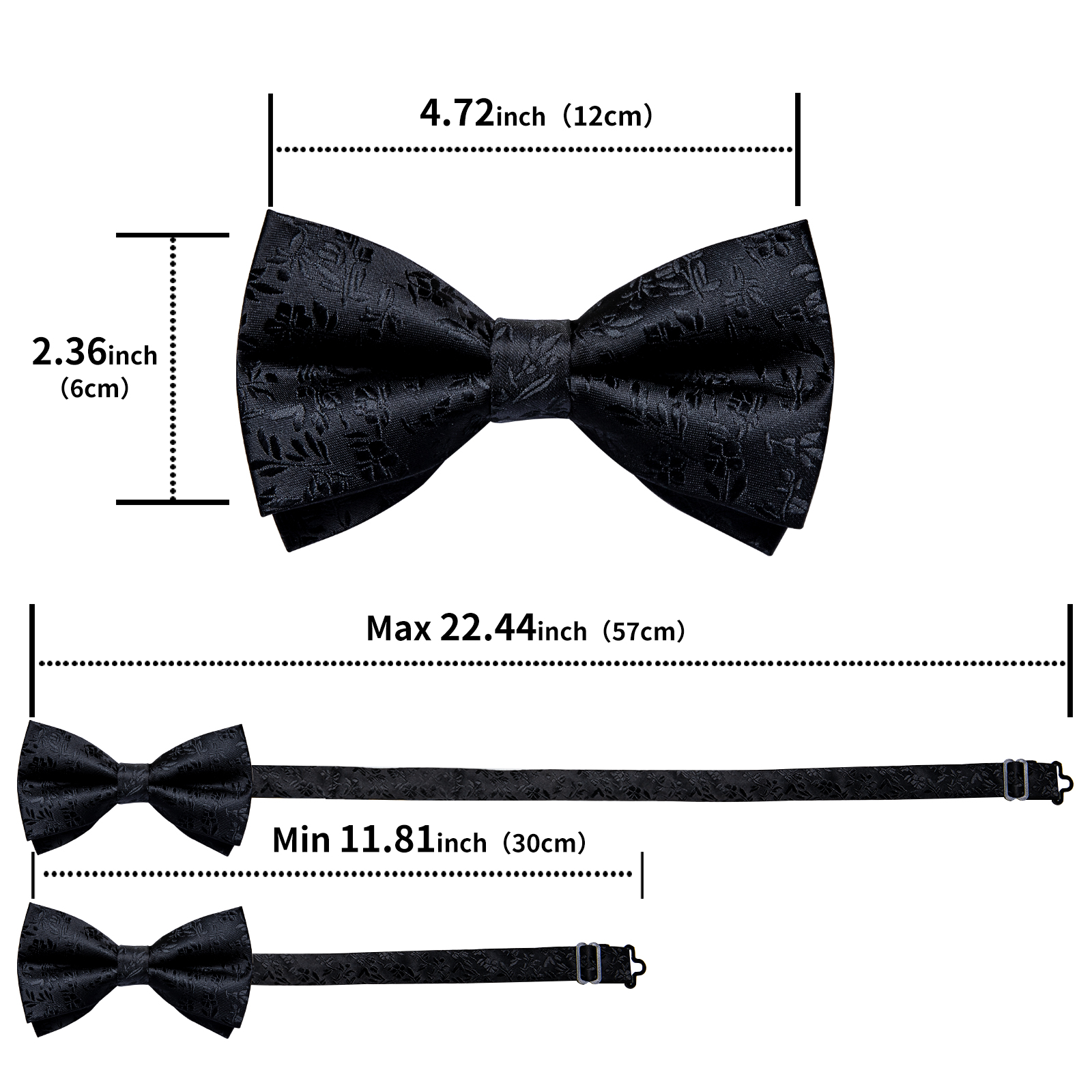 4Pcs Black Solid Floral Men's  - Bow Tie Pre Tied recensie en prijs