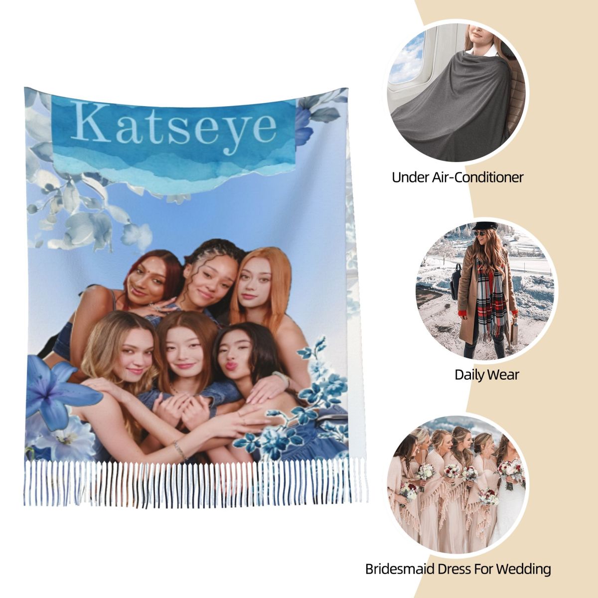 Katseye Kpop Scarf for Women W - Pashmina Wrap Large recensie en prijs