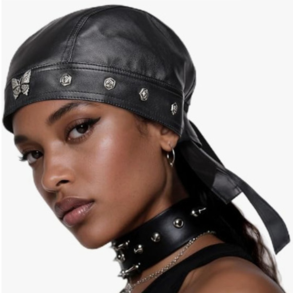 New PU Leather Black Biker Cap - Bandana Doo Rag recensie en prijs